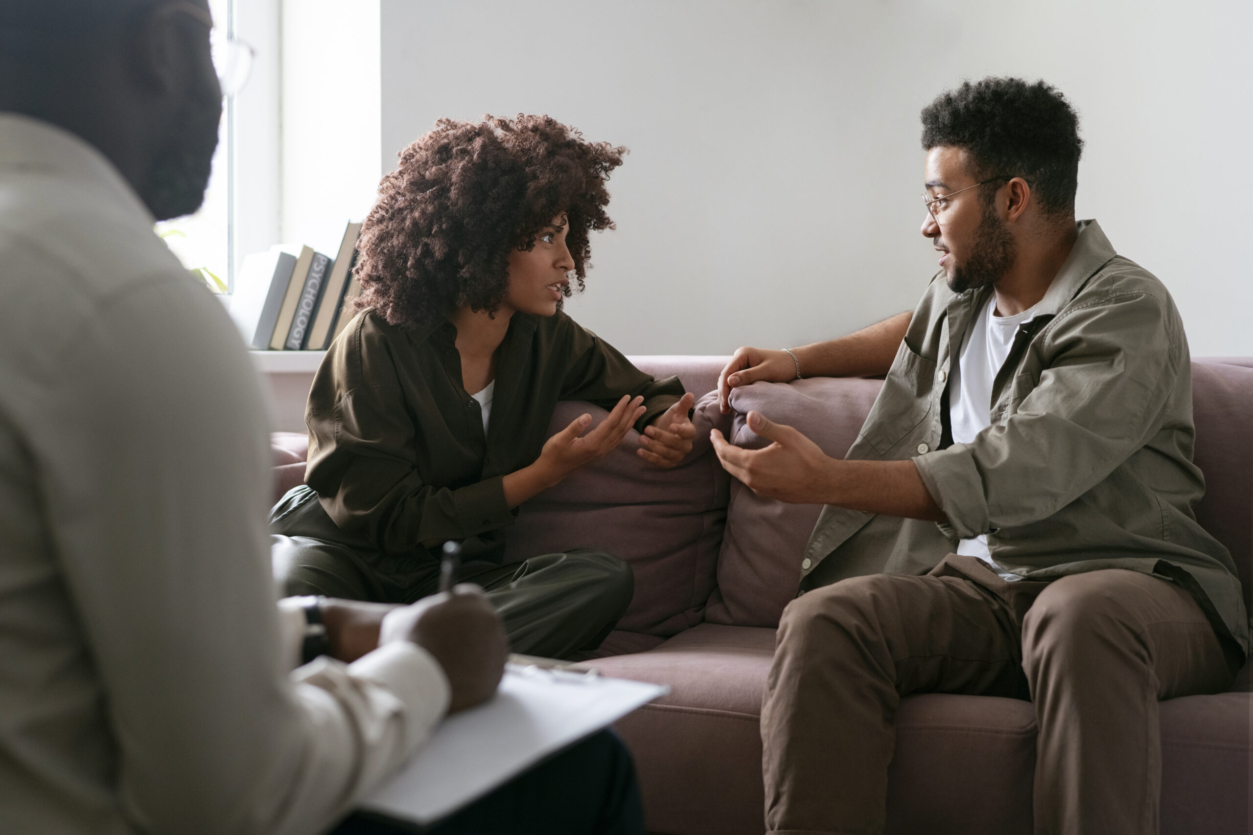 People sharing during a group therapy session